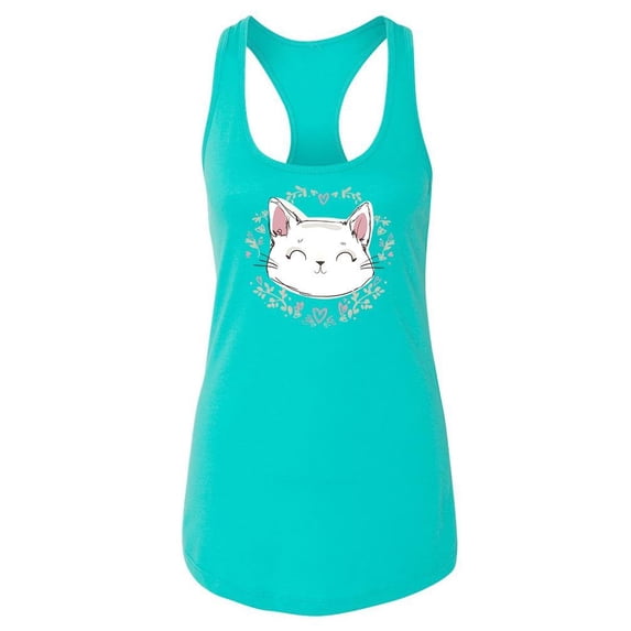 Kitten With Love Flowers Racerback Tank Women -Image by Shutterstock, Female Small