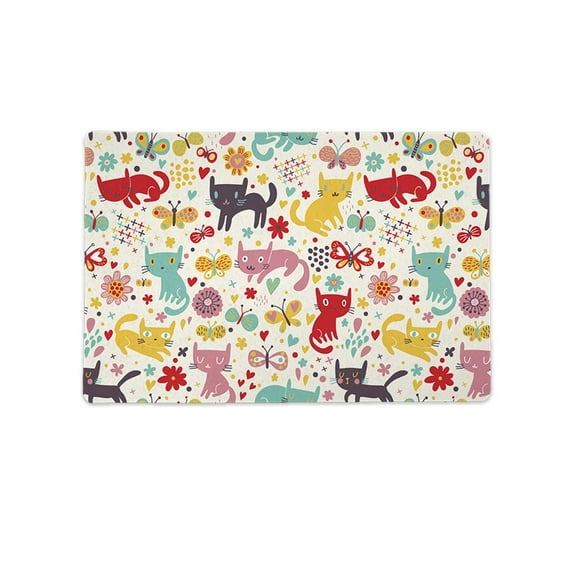 Kittens And Items Pattern Mat Rectangle -Image by Shutterstock,