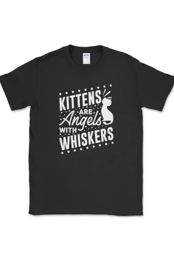 Kittens Are Angels With Whiskers Cats T-Shirt Funny Novelty Tee Unisex S-5XL Hot Trending Shirt, Vintage Birthday Gift