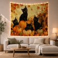 thumbnail image 1 of Kittens Bright Eyes with Posed Among Pumpkins Foliage, Playful Illustration for Cat Lovers, Animal Wall Decor, Halloween Gift, Tapestry Wall Hanging for Bedroom and Dorm, 1 of 7