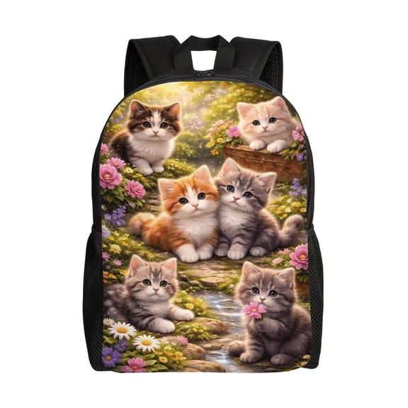 Kittens Cat Backpack Full Front Print Travel Laptop Bag for Men and Women