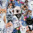 thumbnail image 1 of Kittens Flowers Cotton Fabric, 1 of 1