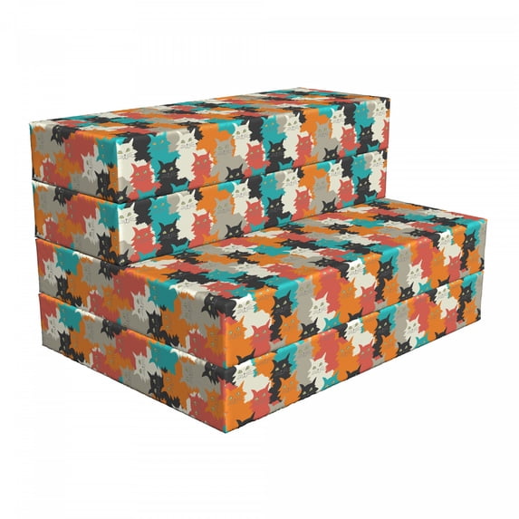 Kittens Foldable Mattress, Funny and Colorful Cats, 74.8" x 35.4", Multicolor, by Ambesonne