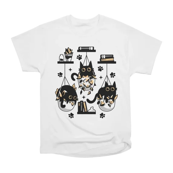 Kittens In Plant Pots Cute Black Cats light T-Shirt Tee Gift For Him Merch For Her Apparel