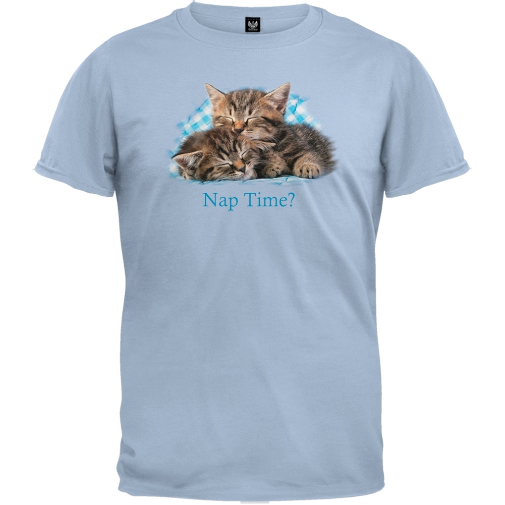 Kittens On Blue Gingham Light Blue T-Shirt - X-Large - image 1 of 1