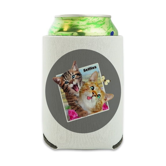 Kittens Selfie Picture Can Cooler - Drink Sleeve Hugger Collapsible Insulator - Beverage Insulated Holder