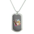 thumbnail image 1 of Kittens Selfie Picture Military Dog Tag Pendant Necklace with Chain, 1 of 5
