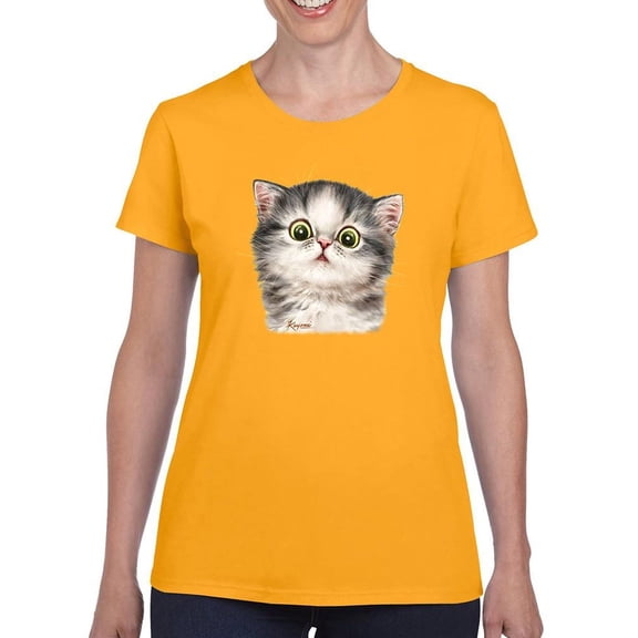 Kittens Staring T-Shirt Women -Kayomi Harai Designs, Female Small