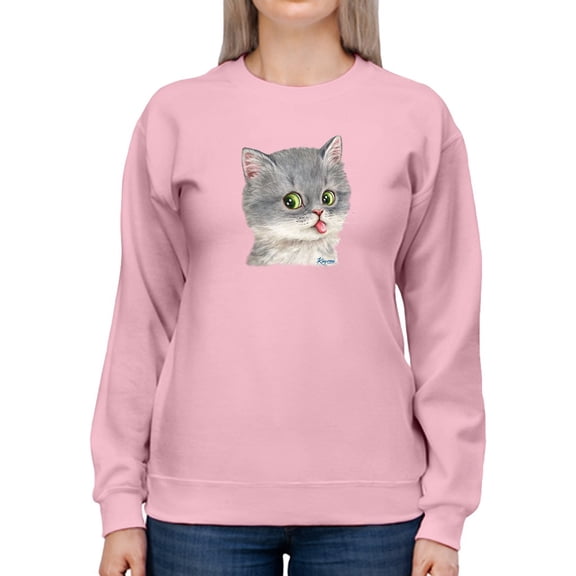 Kittens With Tongue Out Sweatshirt Women -Kayomi Harai Designs, Female XX-Large