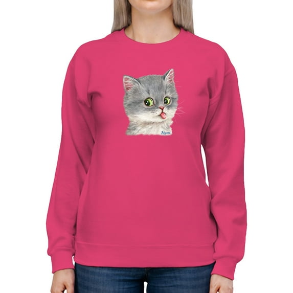 Kittens With Tongue Out Sweatshirt Women -Kayomi Harai Designs, Female XX-Large