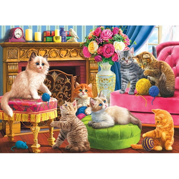 Kittens by the Fireplace