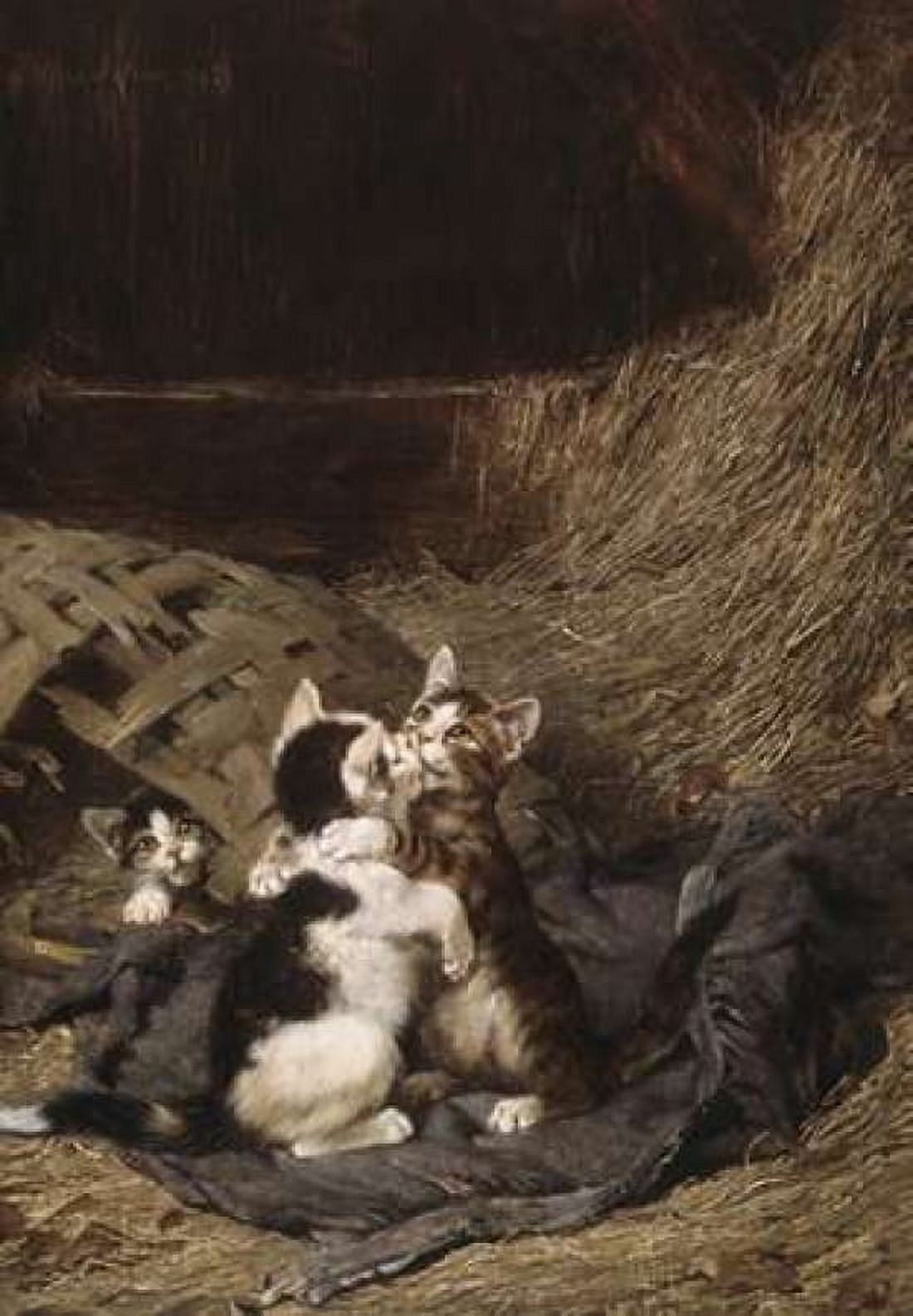 Kittens in the Hay Canvas Art - Julius Adam (20 x 28)