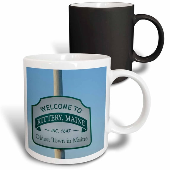 3drose, Kittery, Maine, Welcome Sign to the Oldest Town in Maine, 11oz Magic Transforming Mug