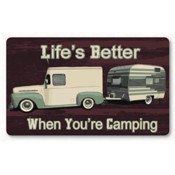 Kittrich CAMP15342 18 x 30 in. Lifes Better When You are Camping Kitchen Mat