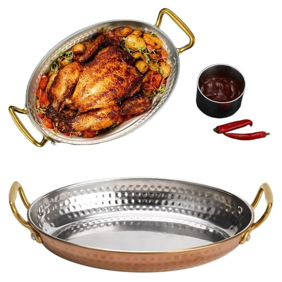 Kittvzx Baking trays & trays kitchen accessories 304 Stainless Pan With Handles Non Stick Uncoated Saucepan Pot For Home Kitchen Restaurants Rose Gold