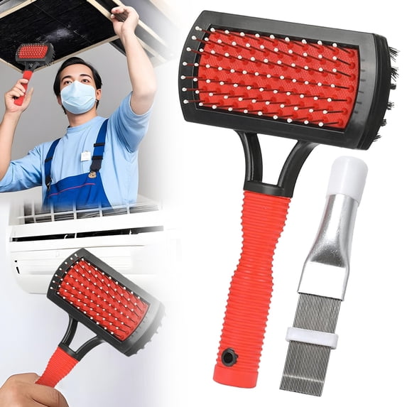 Kittvzx Brush cleaner Coil Cleaning Brush Double Evaporator Coil Cleaner Comb Conditioner Coil Cleaning Tool Kit Radiator Repair Tool HVAC Tools For Home