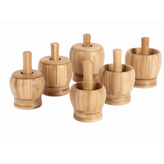 Kittvzx Garlic Press kitchen gifts Mortar and Pestle Set - Premium Bamboo Bowl Garlic Press Grinder Crusher