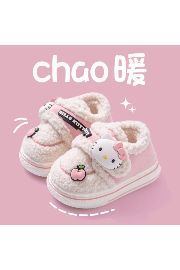 Kitty Anime Kawaii Ins Cotton Slippers Autumn Winter Princess Cute Kuromi Indoor Warm Shoes Gift