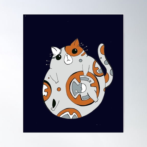 Kitty Bb-8 Poster Wall Art, Modern Wall Decor For Living Room Bedroom, 8x12 UNFRAMED