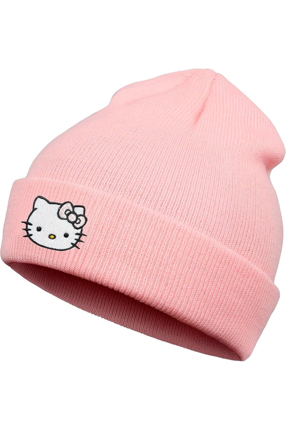 Kitty Beanie Anime Beanies Red Kitty Knit Hat Cute Kawaii Winter Hats for Girls Gifts Funny Beanie Hat for Women