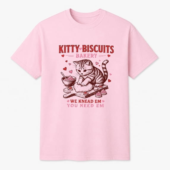 Kitty Biscuits Bakery Cat Valentine T-Shirt, Unisex Classic Fit