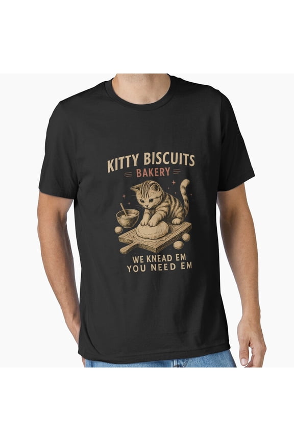 Kitty Biscuits Bakery Cute Cat Pun We Knead Em Quote Unisex T-Shirt, up to size 5XL