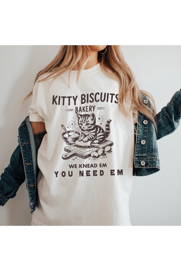 Kitty Biscuits Bakery Shirt: Cat Pun Tee Tshirt All Size S-5XL