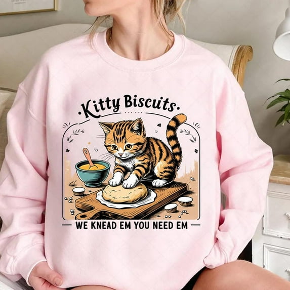 Kitty Biscuits Bakery Sweatshirt, Funny Cat Lover Baking Tee, Cute Pet Baker Graphic Sweatshirt, Gifts for Cat Moms Who Bake
