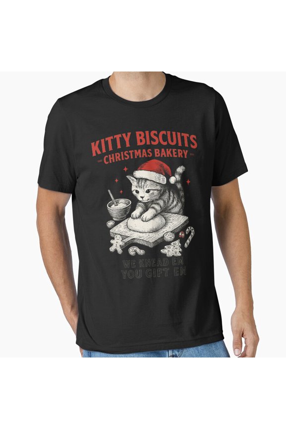 Kitty Biscuits Holiday Bakery Cat Cute Kneading Pun Unisex T-Shirt, up to size 5XL