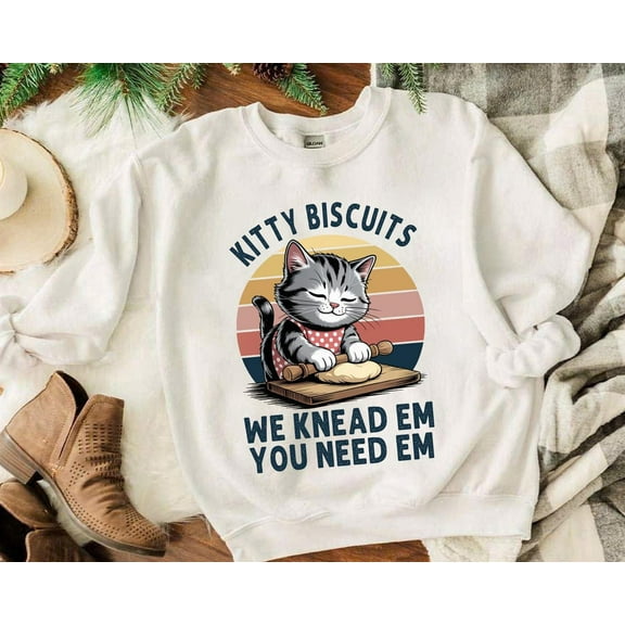 Kitty Biscuits Sweatshirt: Baking Cat Lover Graphic Hoodie SWEATSHIRT All Size S-5XL