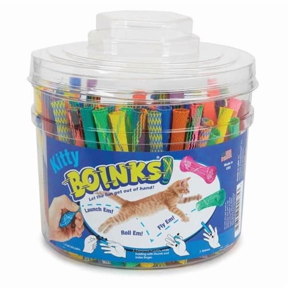 PetEdge KB94275 Kitty Boinks Canister Cat Toys - 100 Piece