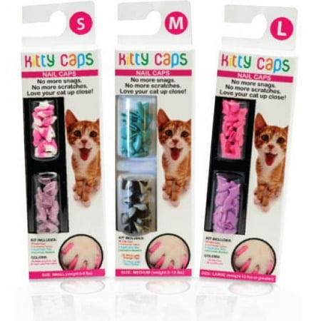 Kitty Caps Nail Caps for Cats | Safe, Stylish & Humane Alternative to Declawing | Covers Cat Claws, Stops Snags and Scratches, Assorted Colors, Small (6-8 lbs) - 40 Count