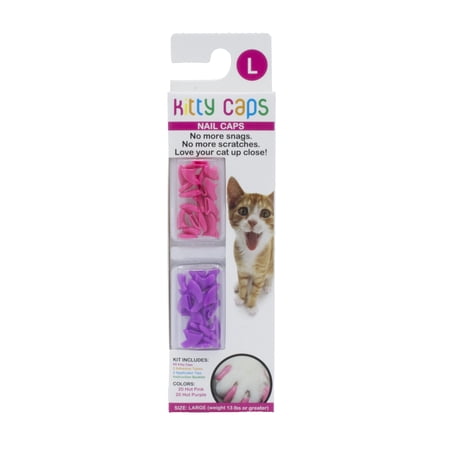 Kitty Caps Nail Caps Claw Covers for Cats , Large (13 lbs or greater), Hot Purple & Hot Pink, 40 Count