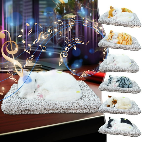 Kitty Car Air Freshener Ornament | Activated Carbon Deodorizer Cute Kitty Shape Meows | Non-Slip Pad | Realistic Plush Pet Decor | Improves Air Quality | Giftable Multi-Use Home Shelf Desk Decor