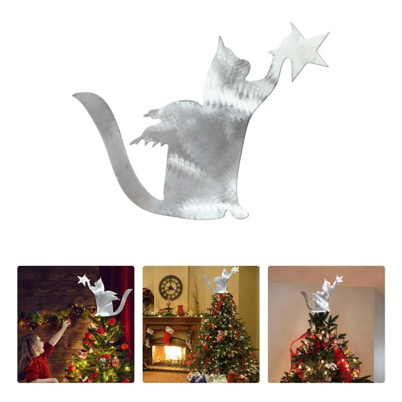 Kitty Cat Angel, Skinny Tail up, Christmas Tree Topper, Wreath Decoration, Holiday Decoration,Pet Christmas Tree Topper Decoration Christmas Tree Topper With Star