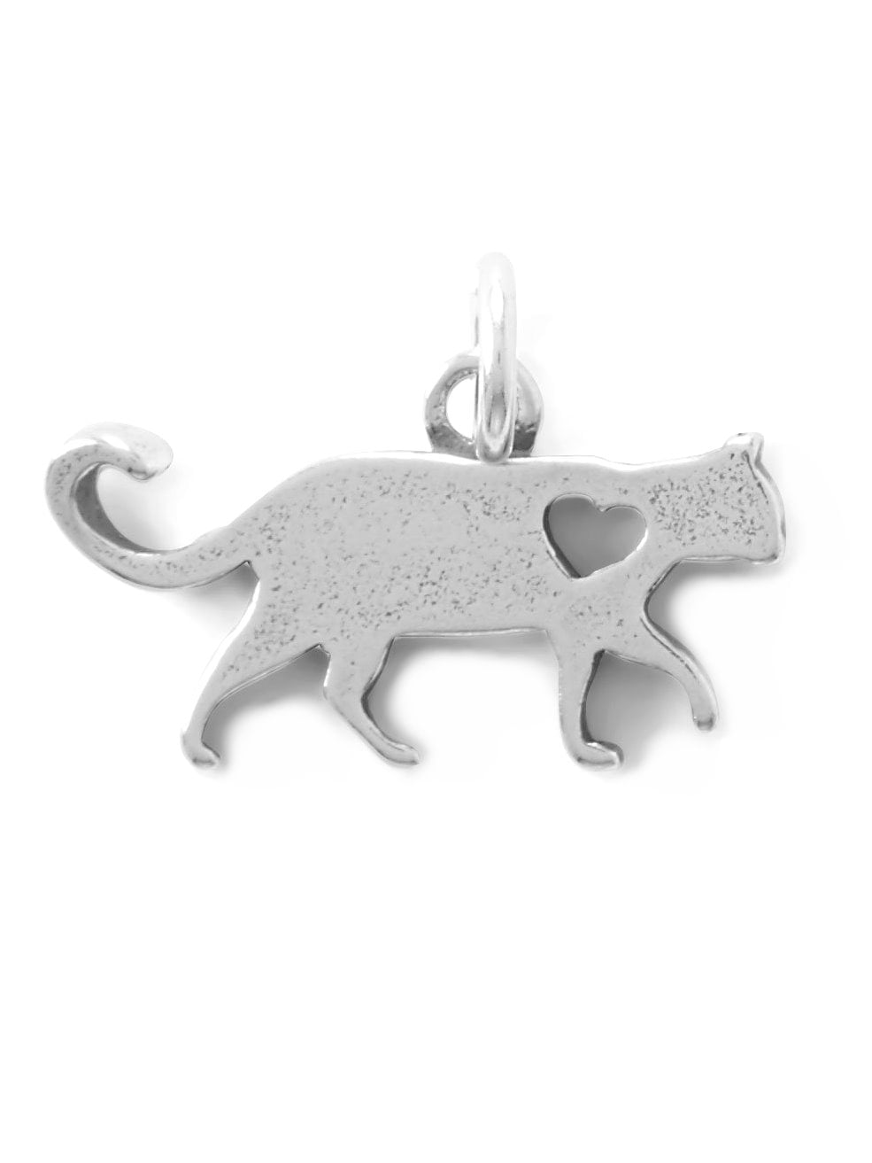 AZUREBELLA JEWELRY Kitty Cat Charm with Cut Out Heart Sterling Silver