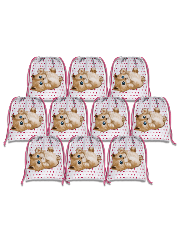 Kitty Cat Drawstring Tote Bag (10 Pack)