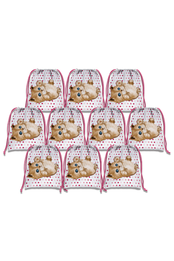 Kitty Cat Drawstring Tote Bag (10 Pack)