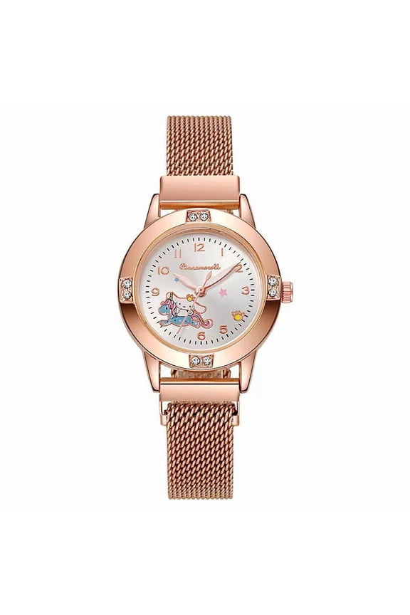 Kitty Cat KRM My MLD Cinnamrooll Rose Gold Diamond Quartz Watch Luminous Pointer