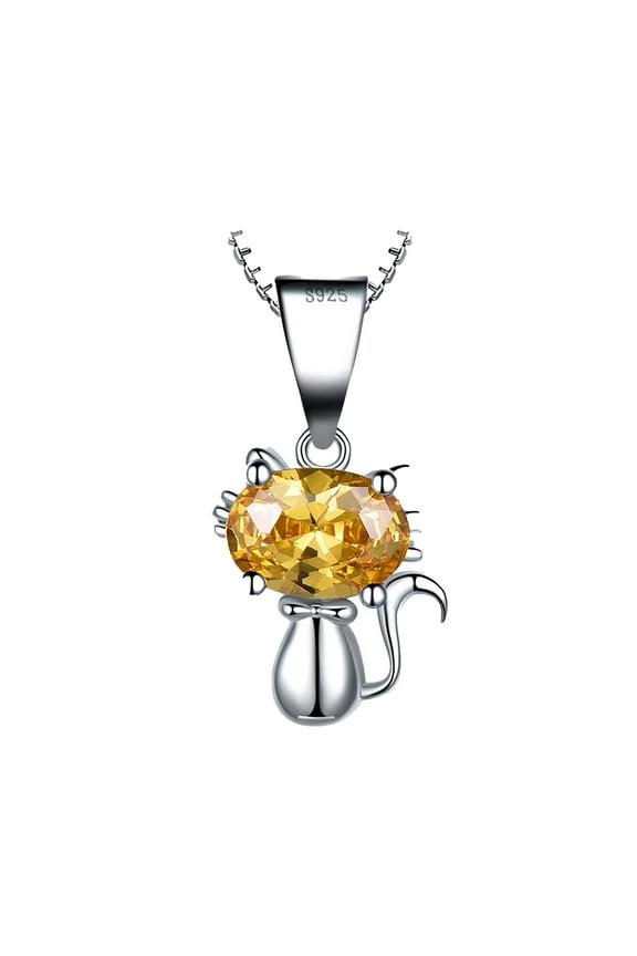 Kitty Cat Necklace for Women Citrine Sterling Silver Ginger Lyne Collection