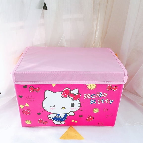 Kitty Cat PU Leather Foldable Flip-top Desktop Storage Box Office & Household Organizer Bedroom Wardrobe Foldable Storage Box