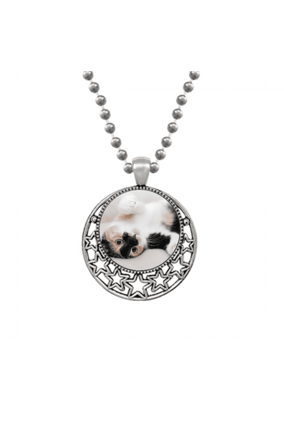 Kitty Cat Stripes Relax Sleep Animal Necklaces Pendant Retro Moon Stars Jewelry
