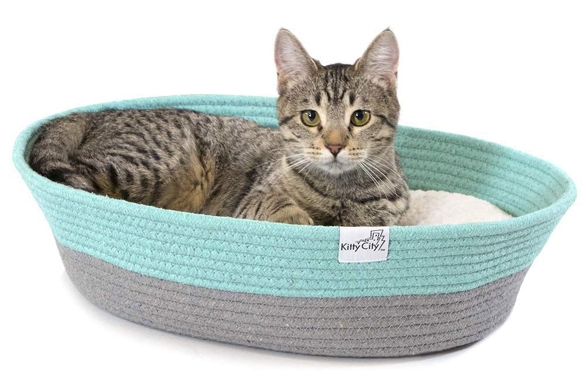 Medium Blue and Gray Cotton Rope Cat Bed