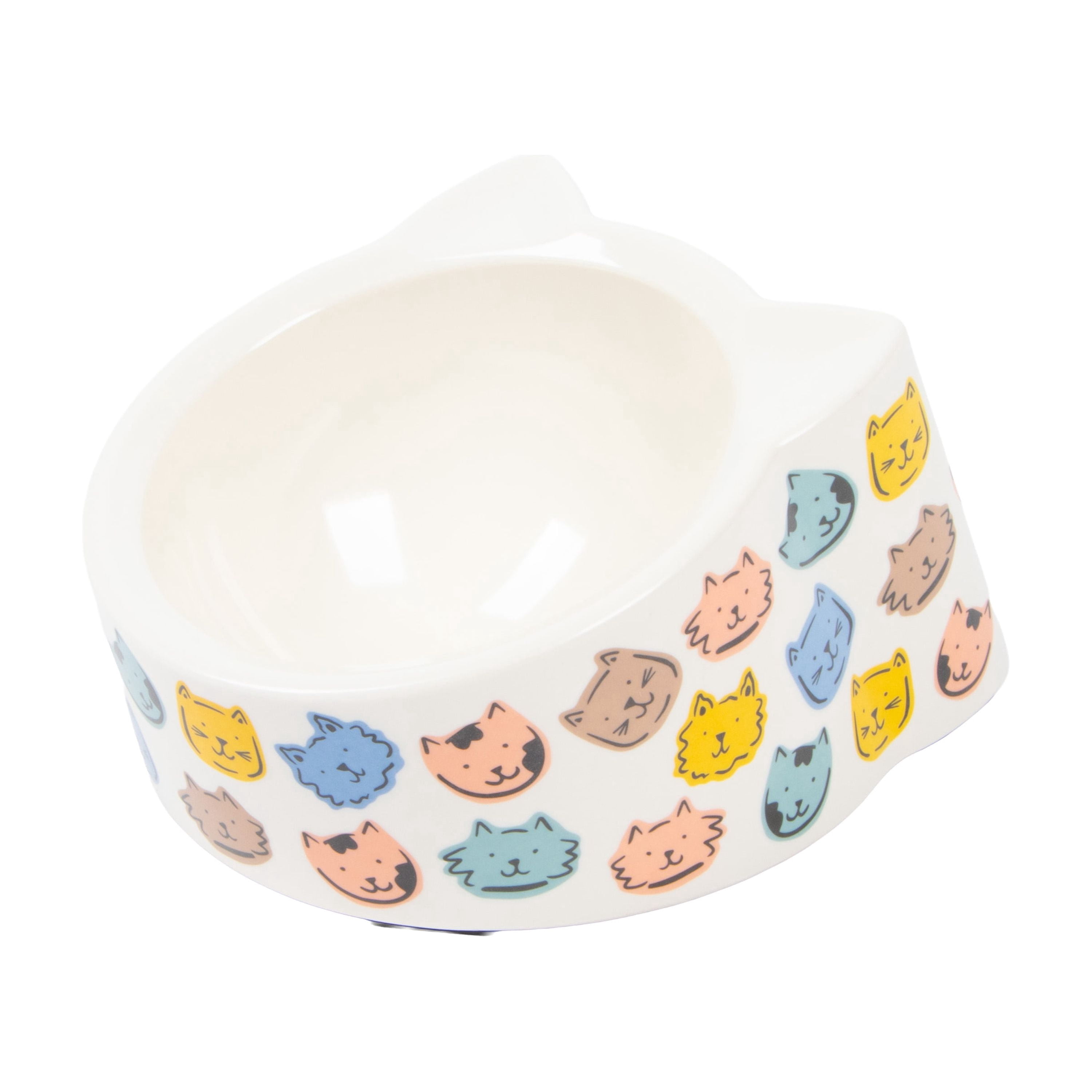 Kitty City Cat Print Dishwasher Safe Plastic Raised Cat Ears Bowl, Multicolored, One Size