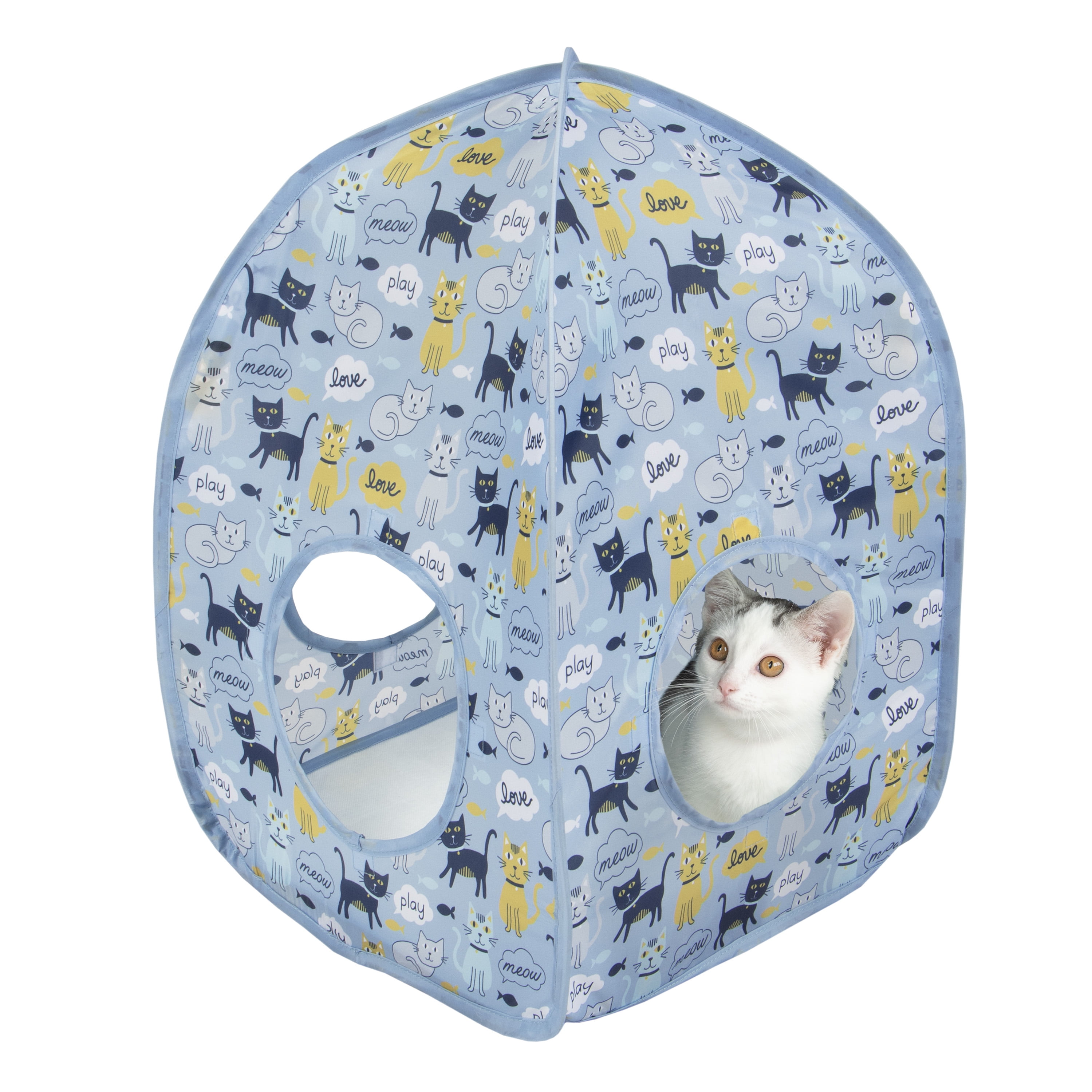 Kitty City Cat Print Play Furniture, Play House, Blue