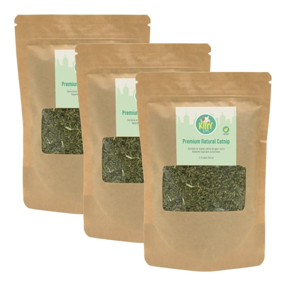 Kitty City Premium Natural Ground Catnip, 3 Pack, Long-Lasting Fresh Catnip, 7.5 Cups Total