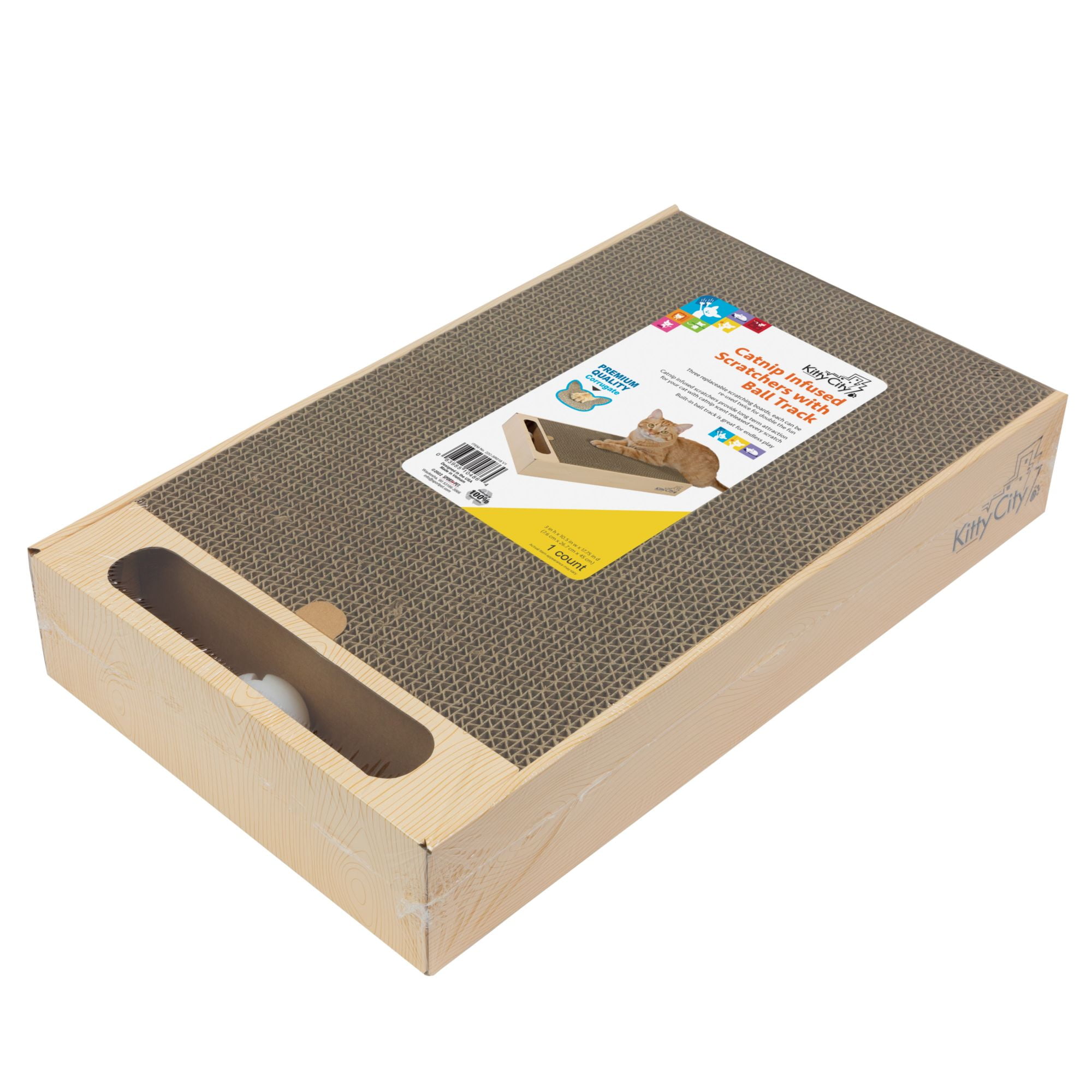 Kitty City Catnip Infused Scratchers with Ball Track