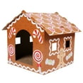 thumbnail image 1 of Kitty City Christmas Gingerbread Cardboard Cat House with Corrugate Scratching Pad, Brown, One Size, 1 of 8