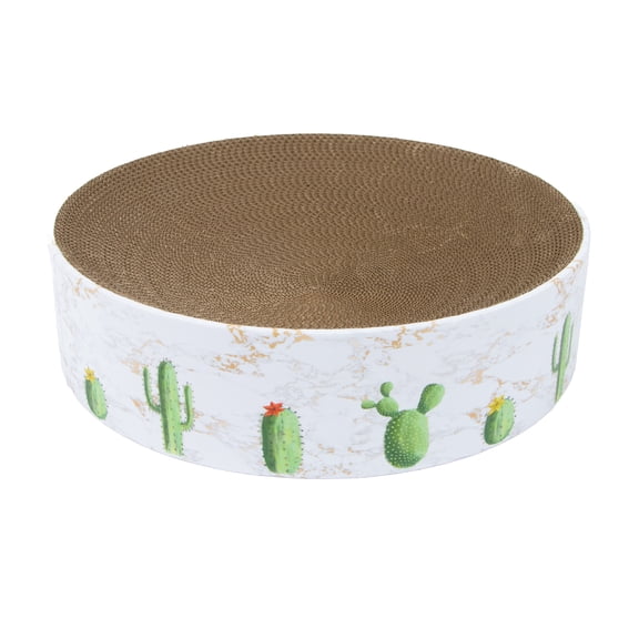 Kitty City Corrugated Cardboard Cacti Print Oval Cat Scratching Pad Bed, Multicolored, One Size