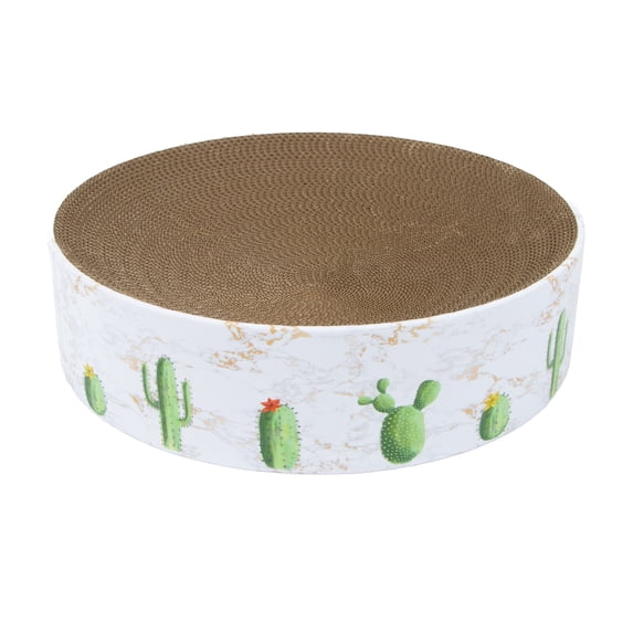 Kitty City Corrugated Cardboard Cacti Print Oval Cat Scratching Pad Bed, Multicolored, One Size